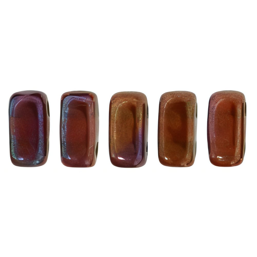 Czech CzechMates Bricks 6 x 3mm Siam Ruby - Bronze Vega (50pcs)