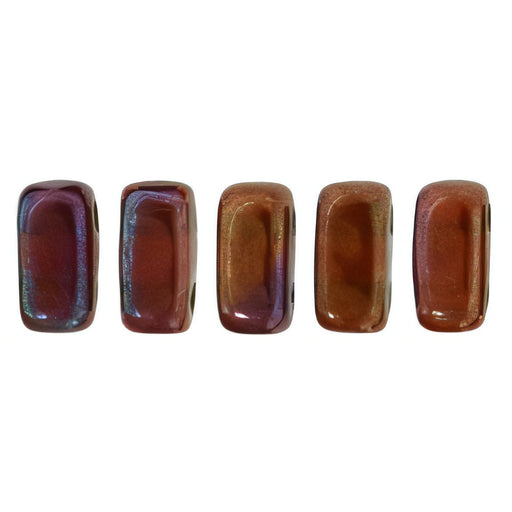 Czech CzechMates Bricks 6 x 3mm Siam Ruby - Bronze Vega (50pcs)