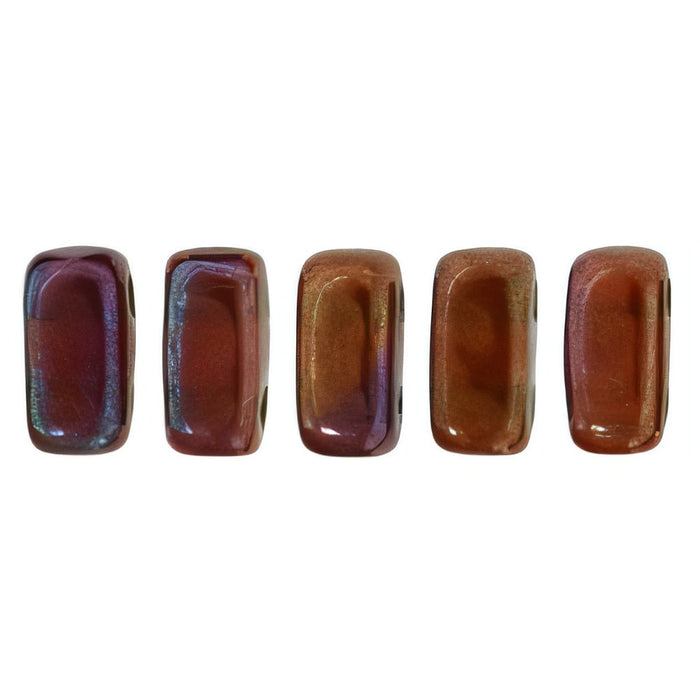 Czech CzechMates Bricks 6 x 3mm Siam Ruby - Bronze Vega (50pcs)