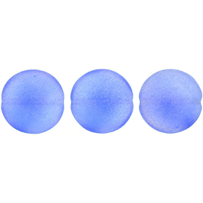 Czech Cushion Round 14mm Sueded Gold Sapphire