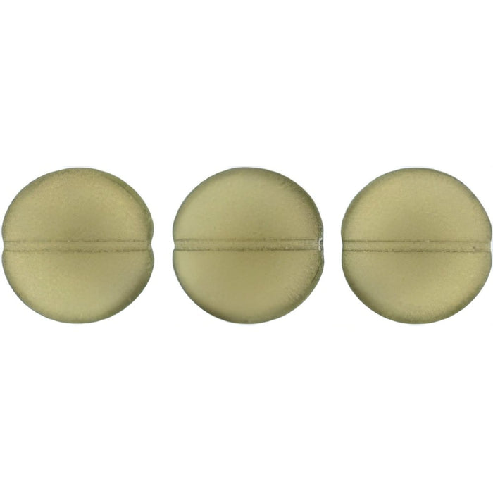 Czech Cushion Round 14mm Sueded Gold Black Diamond