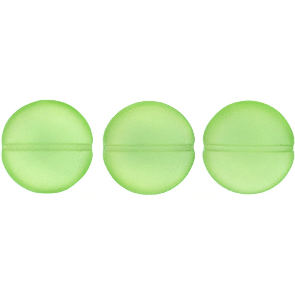 Czech Cushion Round 14mm Sueded Gold Peridot