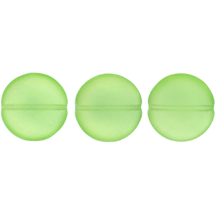 Czech Cushion Round 14mm Sueded Gold Peridot