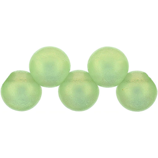 Czech Top Hole Round 6mm Sueded Gold Peridot (25pcs)