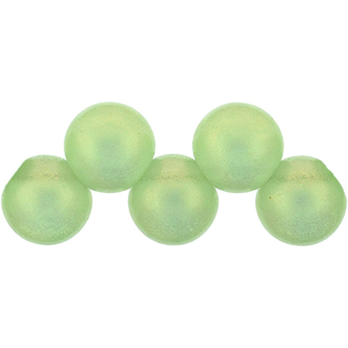 Czech Top Hole Round 6mm Sueded Gold Peridot (25pcs)