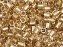 Miyuki 8/0 Inside Color Lined Crystal/Gold Delica Seed Beads, 2.5-Inch Tube