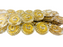 Czech Glass Fossil Bead 18mm - Crystal with Gold Wash (strand)