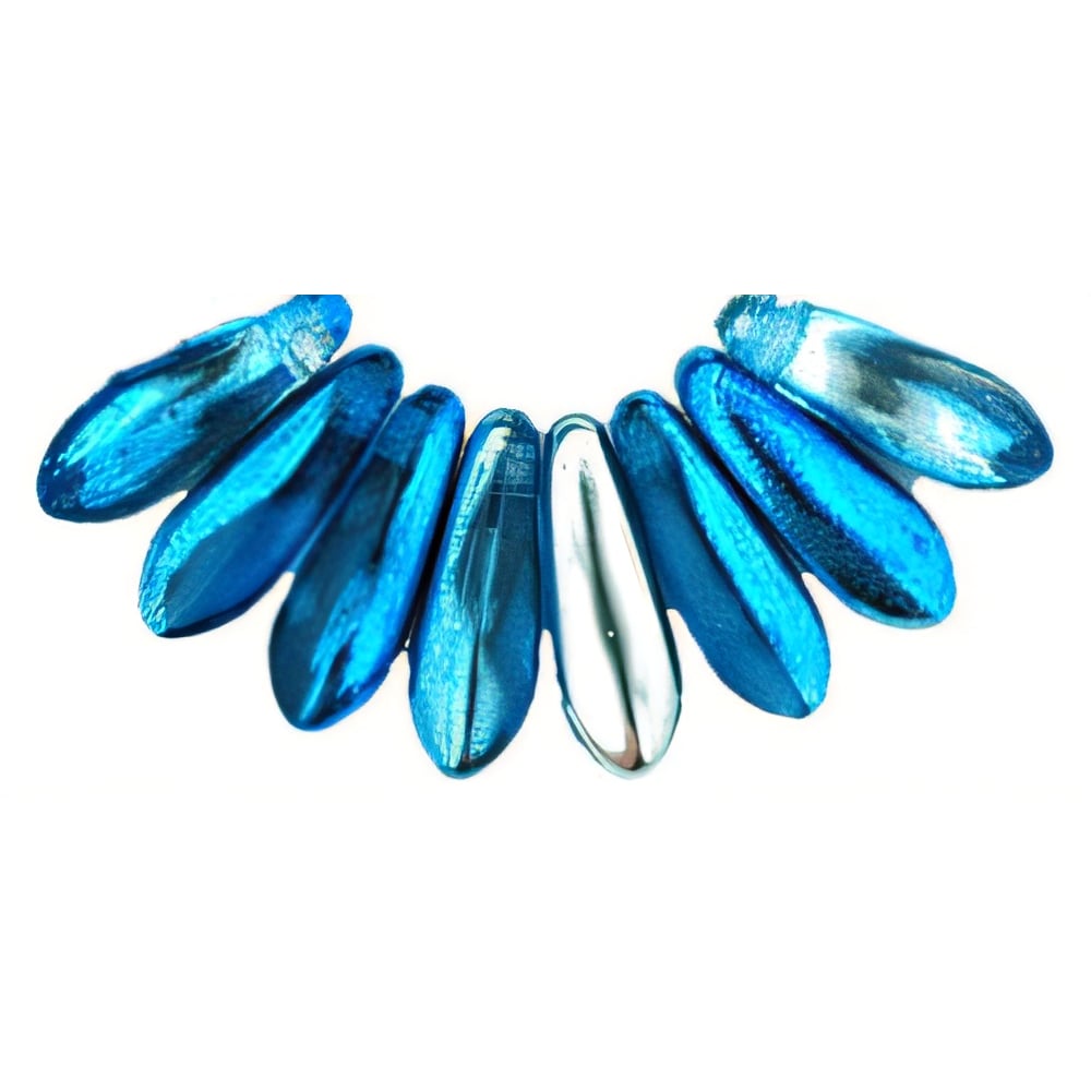 Czech Dagger 10 x 3mm Coated - Capri Silver 1/2 (100pcs)