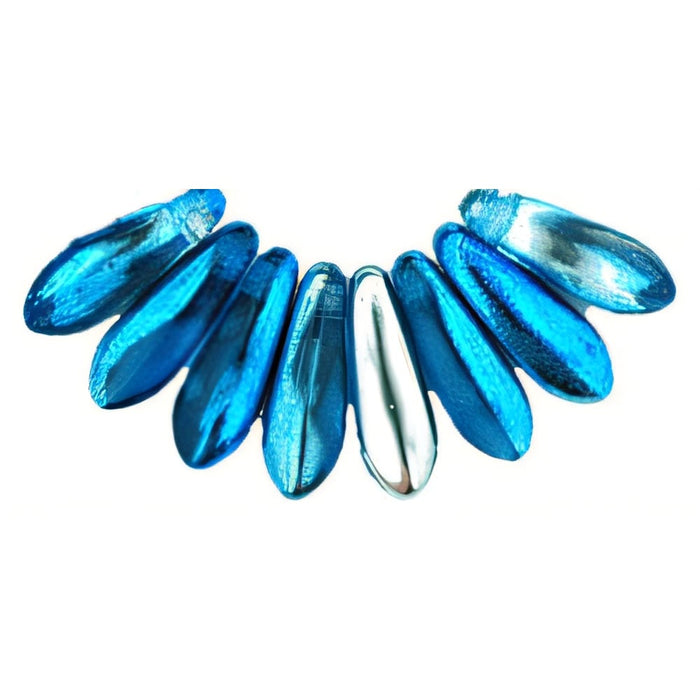 Czech Dagger 10 x 3mm Coated - Capri Silver 1/2 (100pcs)