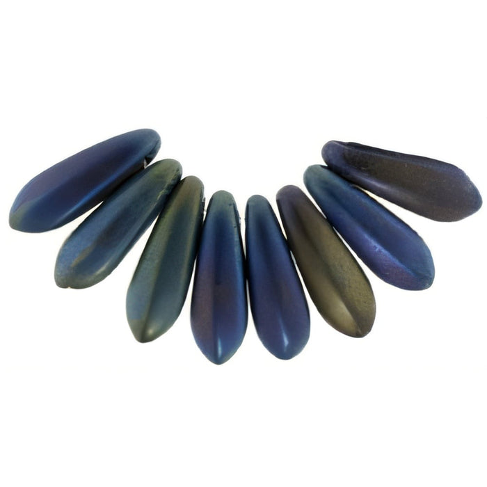 Czech Dagger 10 x 3mm Matte - Iris - Blue (100pcs)