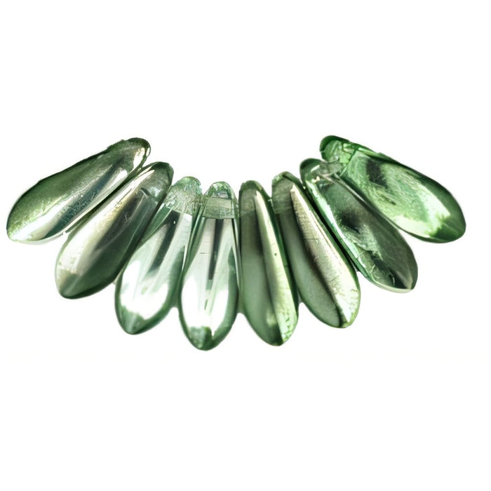Czech Dagger 10 x 3mm Pale Peridot Half Silver Coat (100pcs)