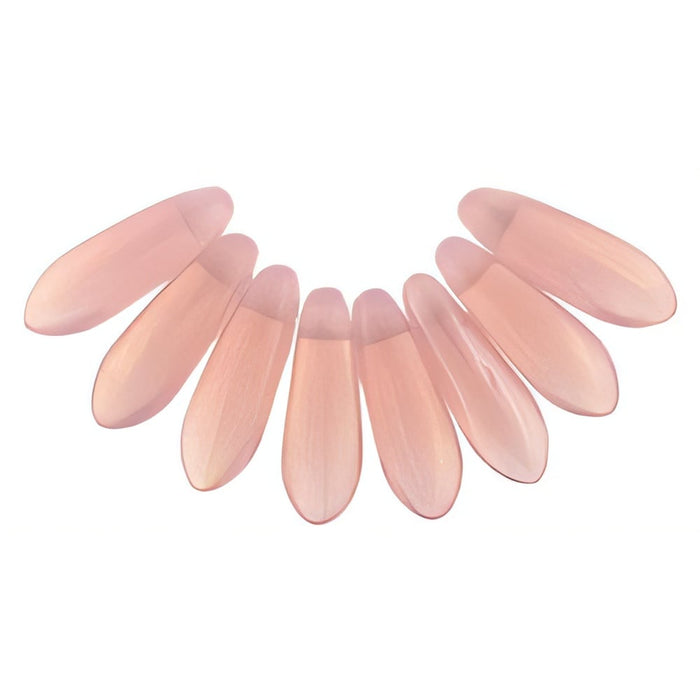 Czech Dagger 10 x 3mm Luster Iris - Milky Pink (100pcs)