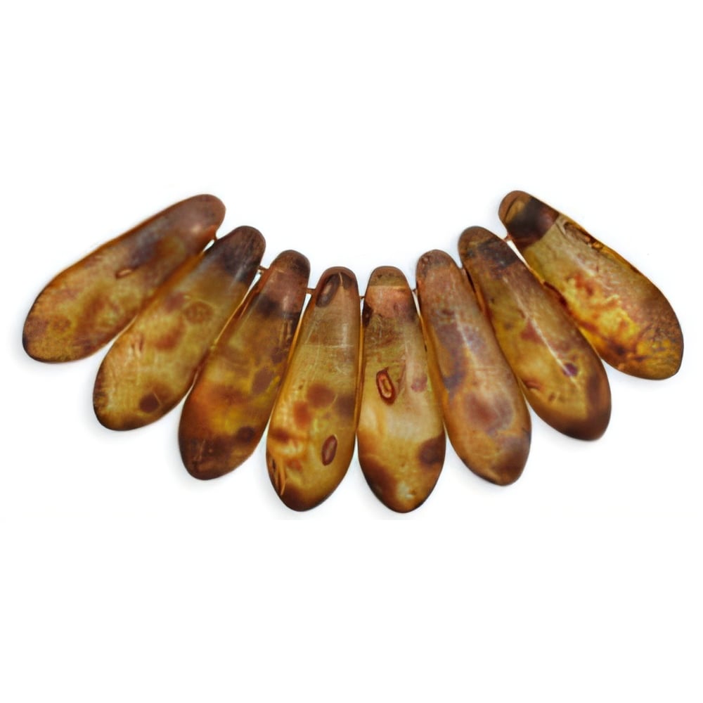 Czech Dagger 10 x 3mm Matte - Crystal - Picasso (100pcs)