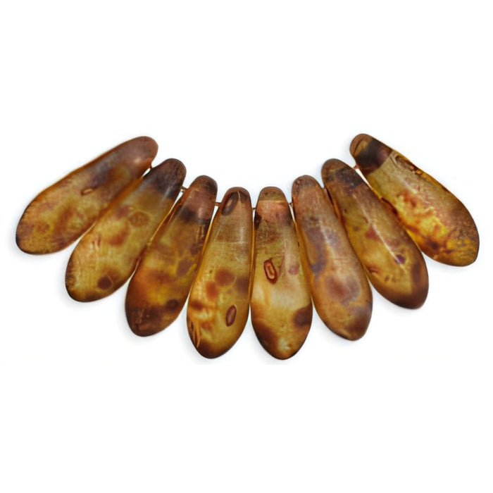 Czech Dagger 10 x 3mm Matte - Crystal - Picasso (100pcs)
