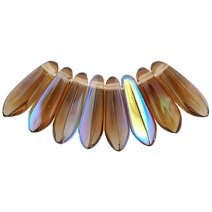 Czech Dagger 10 x 3mm Smoky Topaz AB (100pcs)