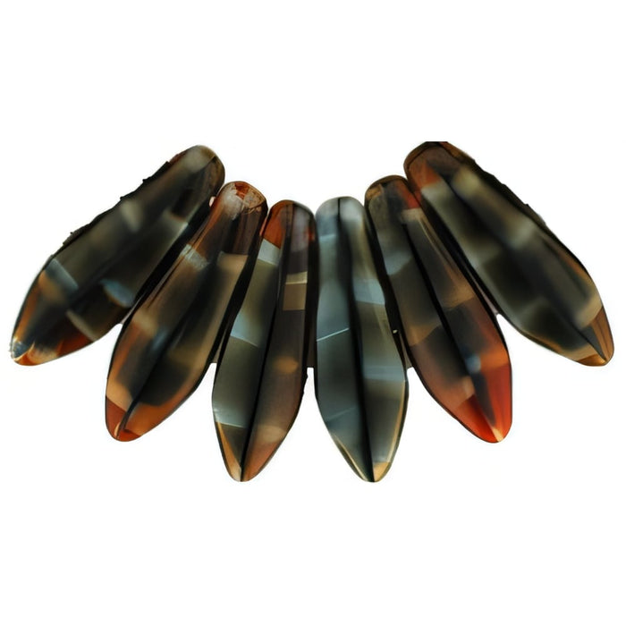 Czech Dagger 16 x 5mm Stripe Red/Black/Brown (50pcs)