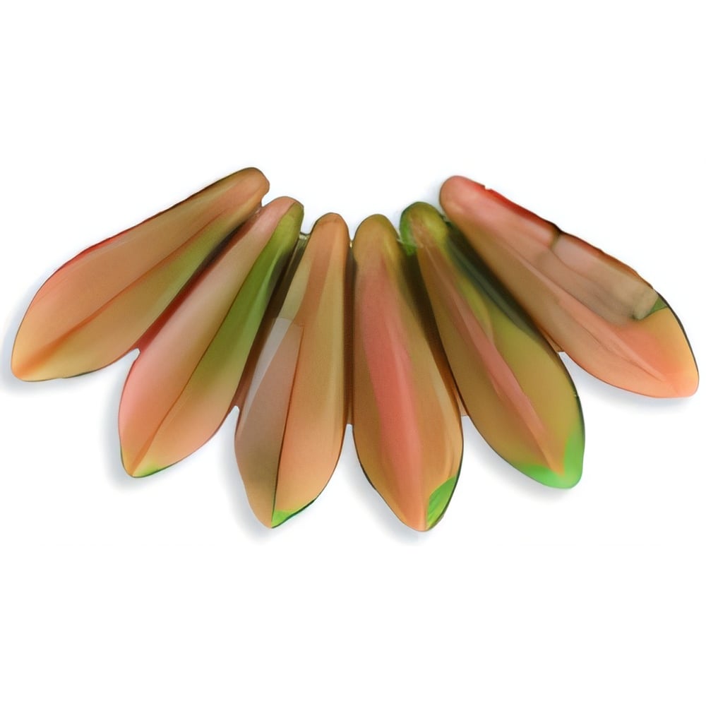 Czech Dagger 16 x 5mm Pink Coral/Olivine (50pcs)