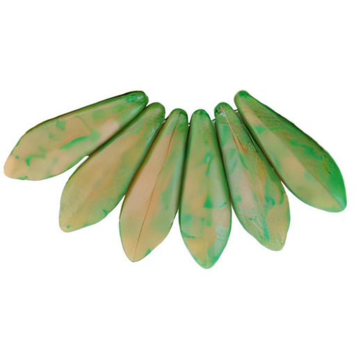 Czech Dagger 16 x 5mm Pink Coral/Olivine - Green Picasso (50pcs)