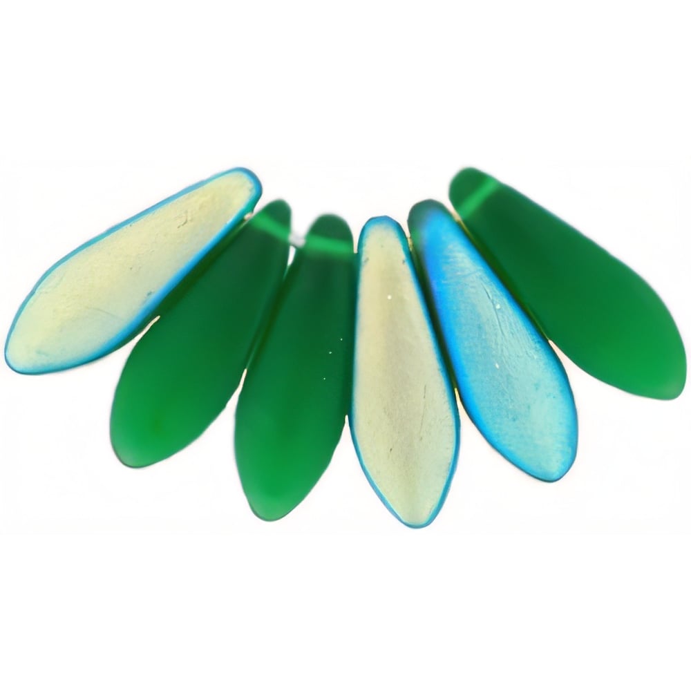 Czech Dagger 16 x 5mm Matte - Green Emerald AB (50pcs)