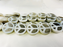 Czech Glass Peace Sign Bead 16mm - Alabaster White with Metallic Hematite (strand)