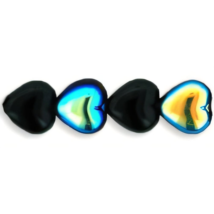 Czech Heart Beads 6 x 6mm Jet AB (25pcs)
