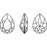 PRESTIGE Crystal, #4320 Pear Fancy Stone 18x13mm, Crystal Dark Grey Ignite (1 Piece)