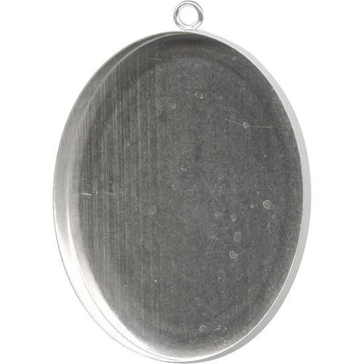 Sterling Silver Bezel Cup, Oval, 40x30mm, 1 Loop (Each)