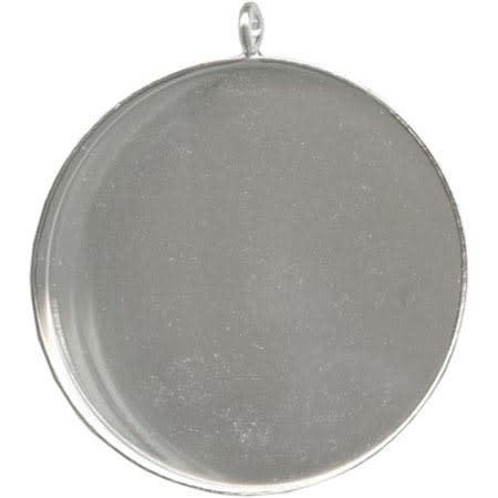 White Plated Bezel Cup, Round, 35mm, 1 Loop (12 Pieces)