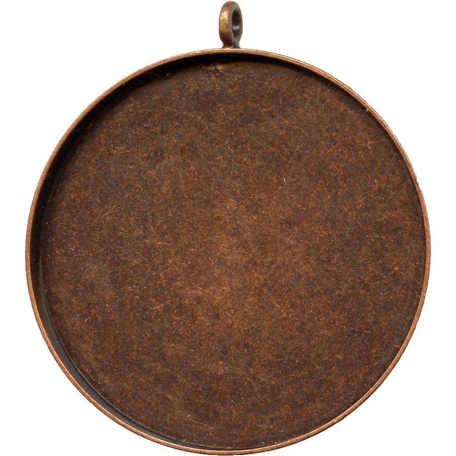 Antiqued Copper Plated Bezel Cup, Round, 35mm, 1 Loop (12 Pieces)