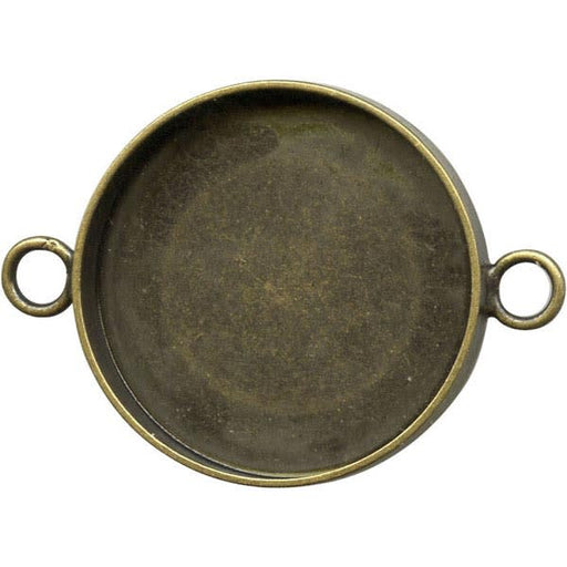 Antiqued Brass Plated Bezel Cup, Round, 20mm, 2 Loop (12 Pieces)