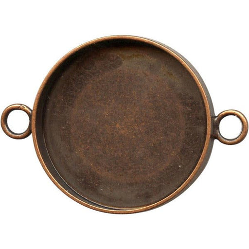 Antiqued Copper Plated Bezel Cup, Round, 20mm, 2 Loop (12 Pieces)