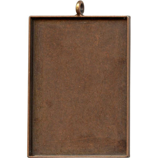 Antiqued Copper Plated Bezel Cup, Rectangle, 38x27mm, 1 Loop (12 Pieces)