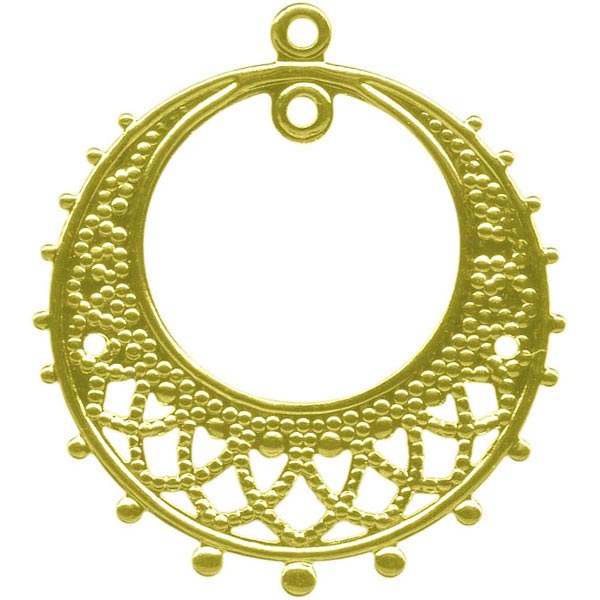 30x25mm Raw Brass Filigree, Round, Inside Loop