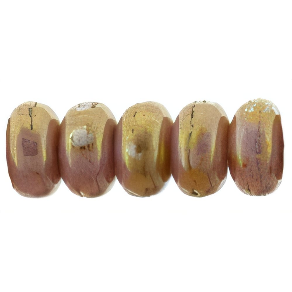 Czech Rondelle 3mm Luster - Opaque Rose/Gold Topaz