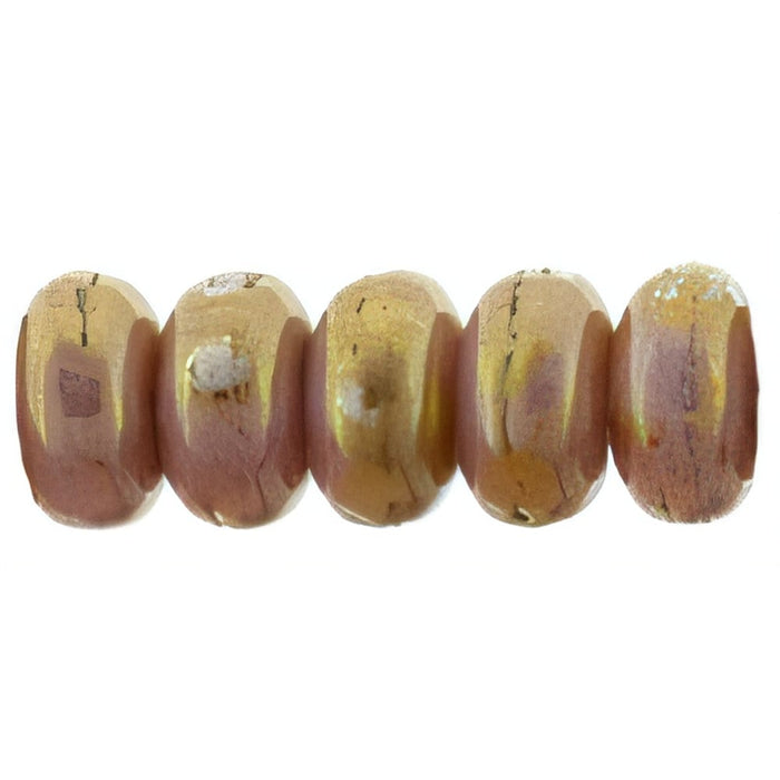 Czech Rondelle 3mm Luster - Opaque Rose/Gold Topaz