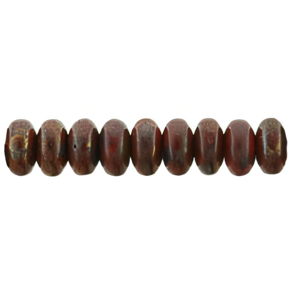 Czech Rondelle 4mm Opaque Red - Bronze Picasso