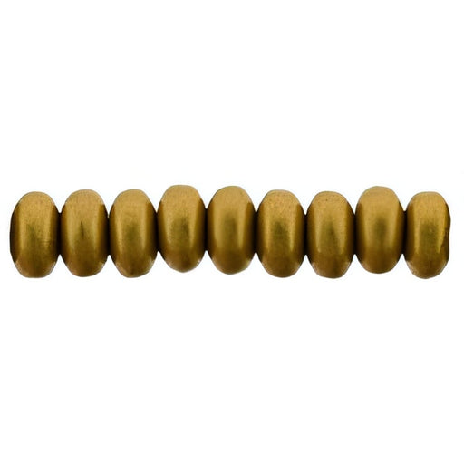 Czech Rondelle 4mm Matte - Metallic Antique Gold
