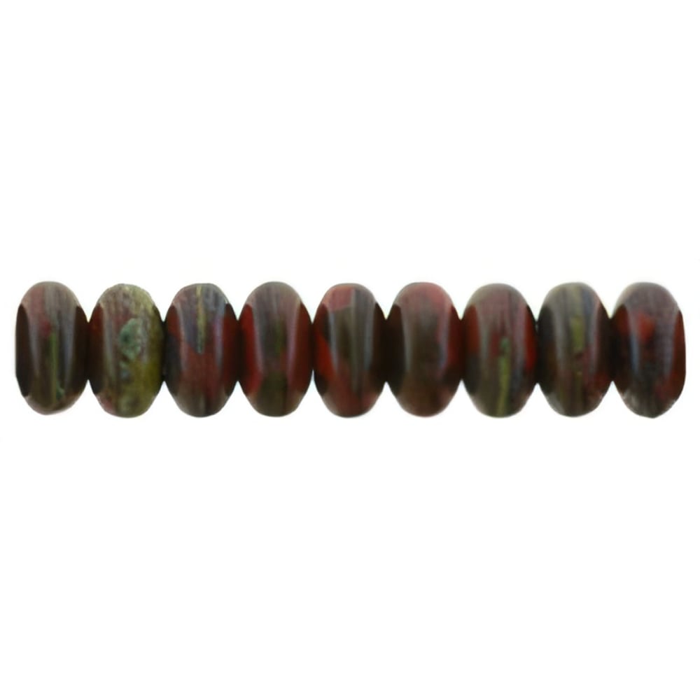 Czech Rondelle 4mm Opaque Red - Picasso