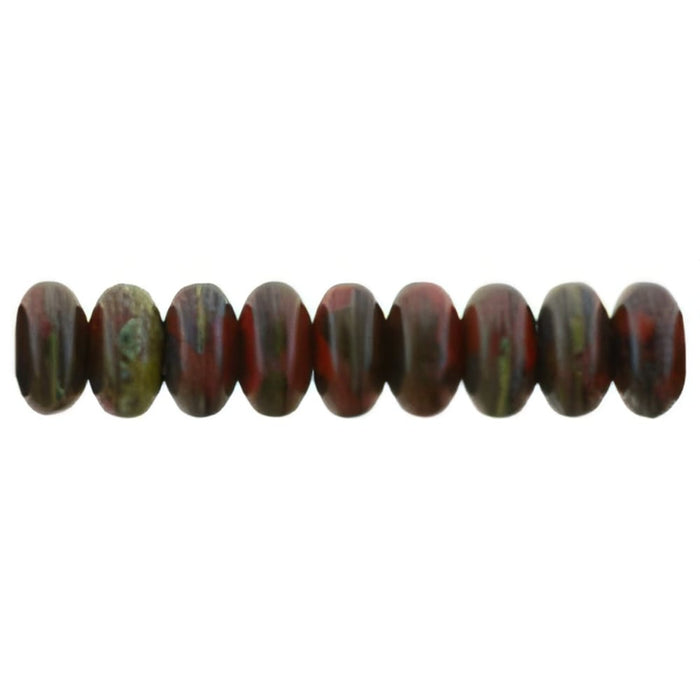 Czech Rondelle 4mm Opaque Red - Picasso