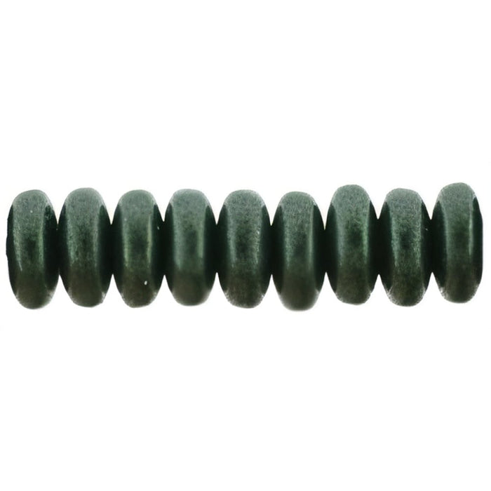 Czech Rondelle 6mm Metallic Suede - Dk Forest (50pcs)