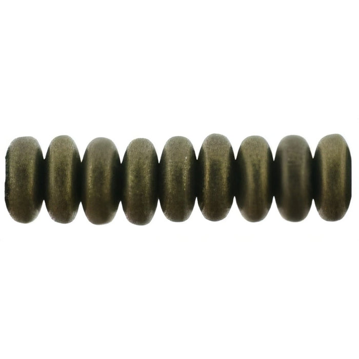 Czech Rondelle 6mm Metallic Suede - Dk Green (50pcs)