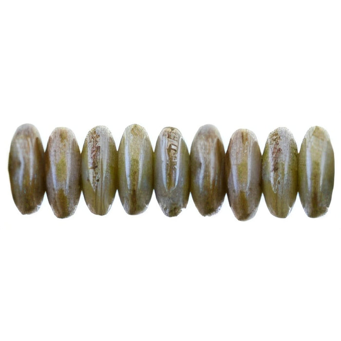 Czech Rondelle 6mm Luster - Opaque Green (50pcs)