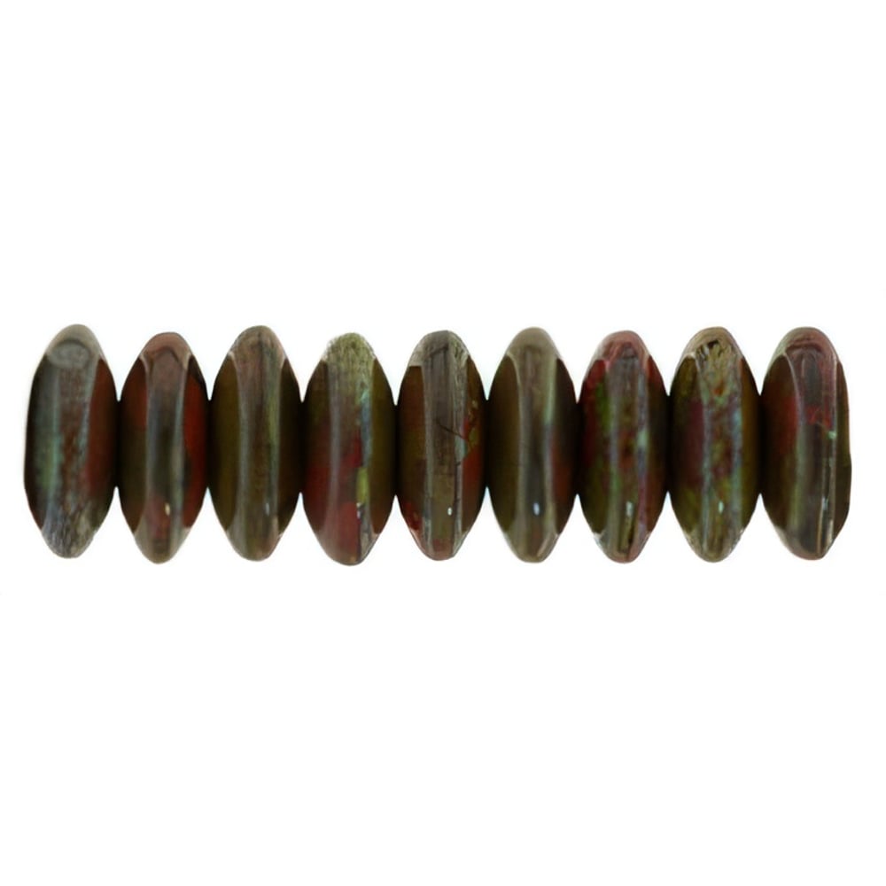 Czech Rondelle 6mm Opaque Red - Picasso (50pcs)