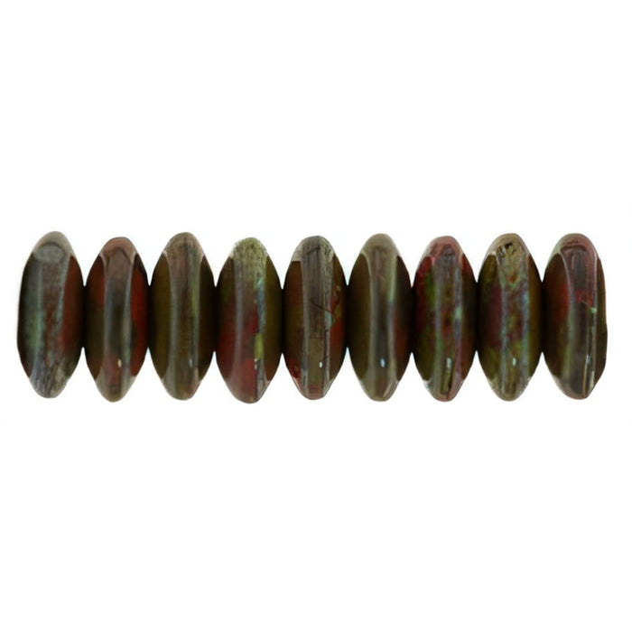 Czech Rondelle 6mm Opaque Red - Picasso (50pcs)