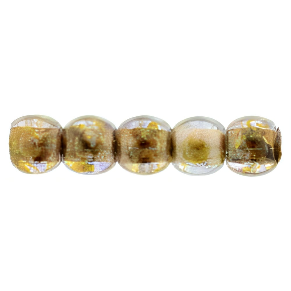 Czech Round Beads 2mm Luster - Transparent Gold/Smokey Topaz
