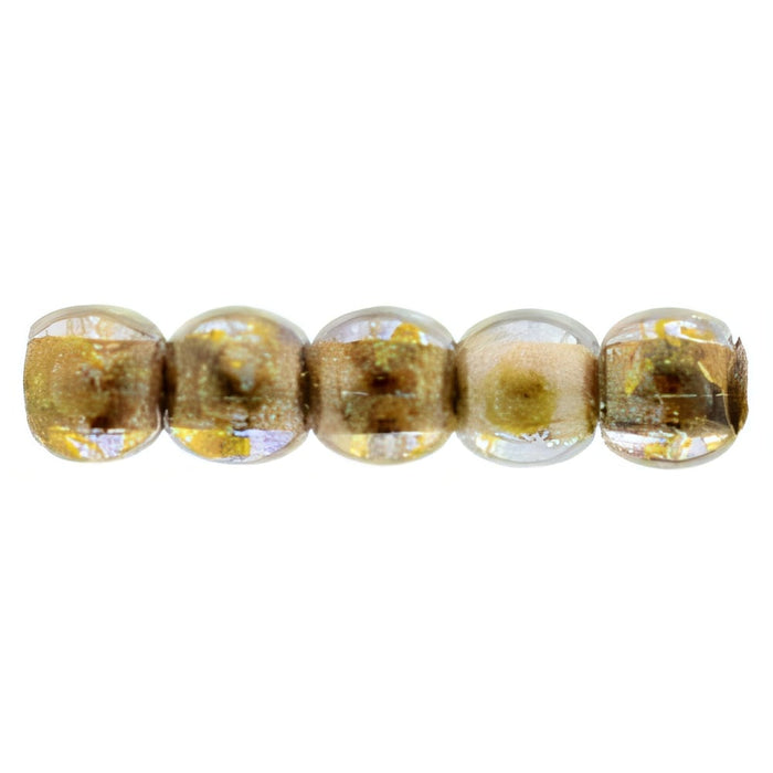 Czech Round Beads 2mm Luster - Transparent Gold/Smokey Topaz