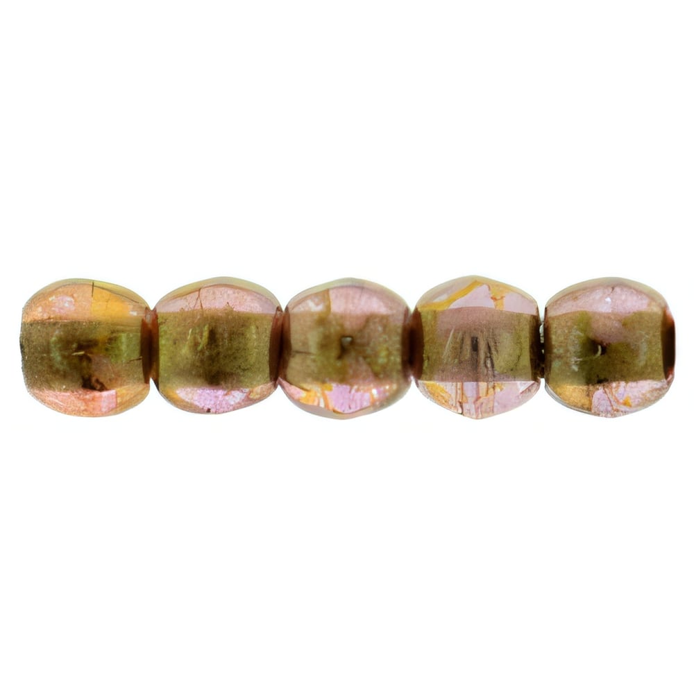 Czech Round Beads 2mm Luster - Rose/Gold Topaz