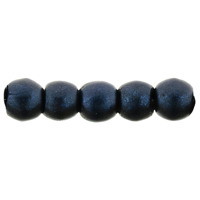 Czech Round Beads 2mm Metallic Suede - Dk Blue