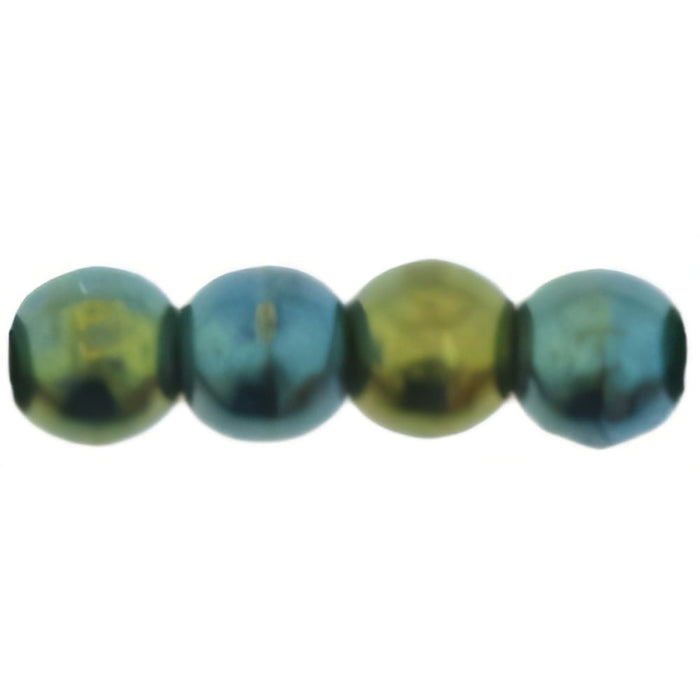 Czech Round Beads 3mm Iris - Green