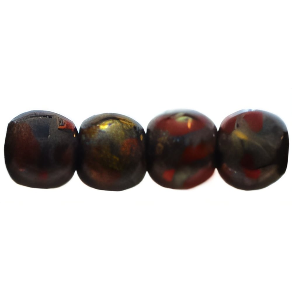 Czech Round Beads 3mm Siam Ruby - Bronze Picasso